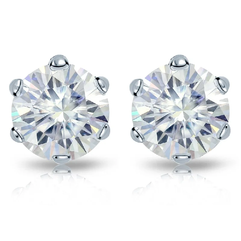 Auriya Platinum 5ctw Round Moissanite Stud Earrings