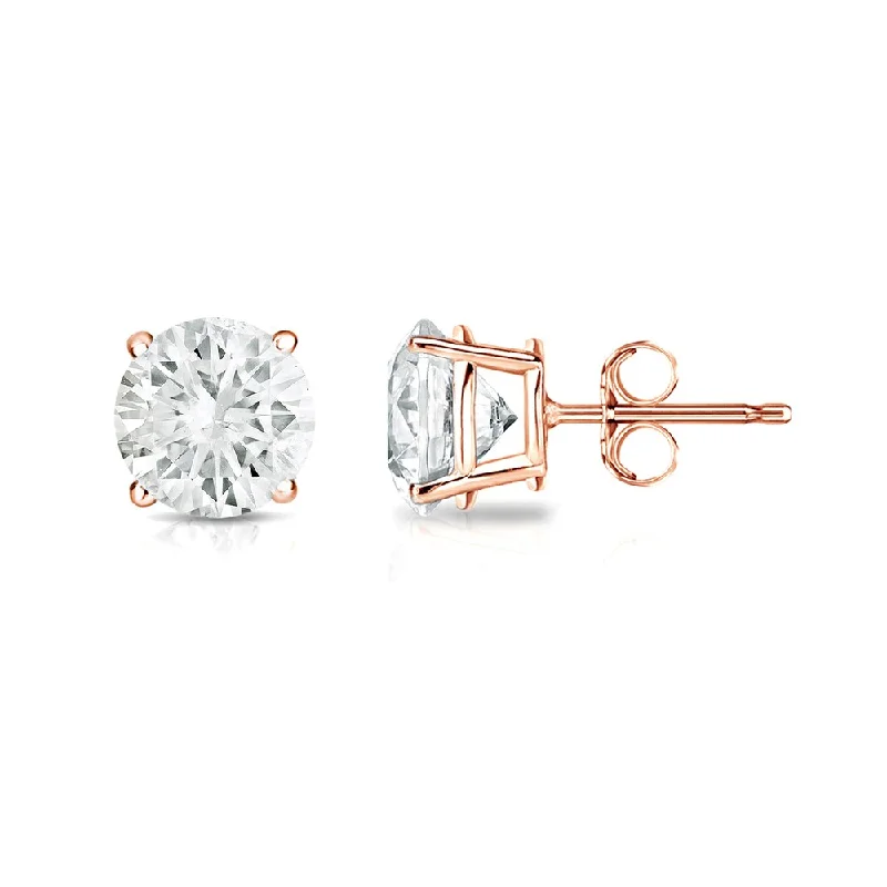 Auriya Round Diamond Stud Earrings 1/2ct TDW Clarity Enhanced 14k Gold (J-K, SI1-SI2)