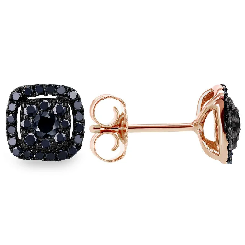 Rose & Black Gold Black Diamond Cluster Studs