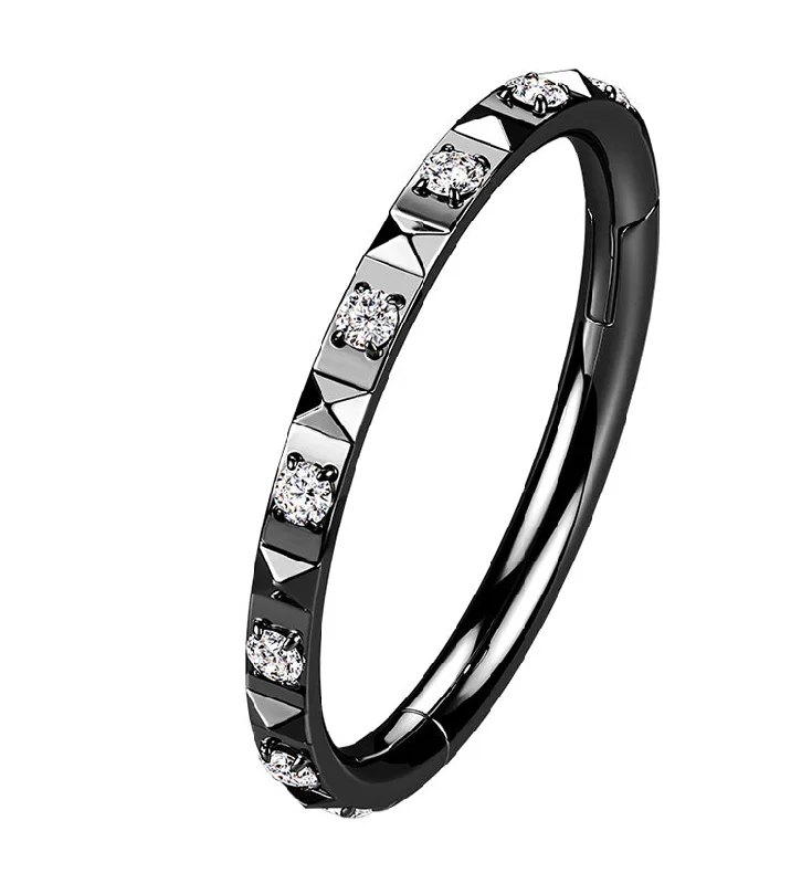 Black PVD Ediface Gem Hinged Segment Ring