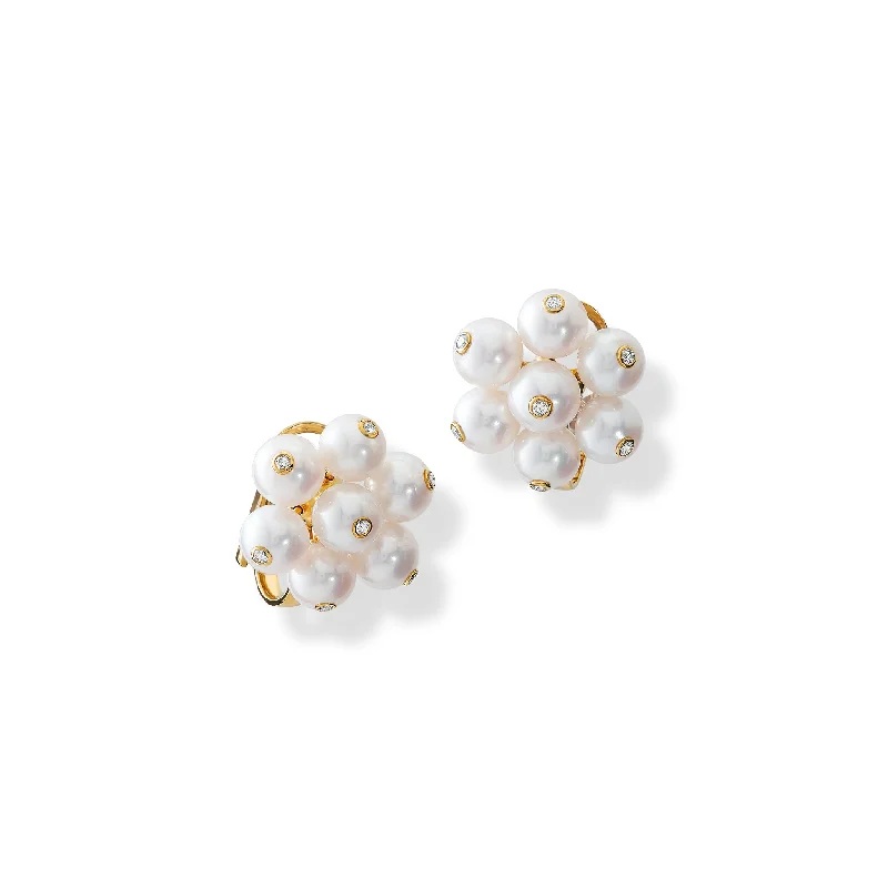 Cavolfiore Earrings 18ct Yellow Gold - Pearl & Diamond