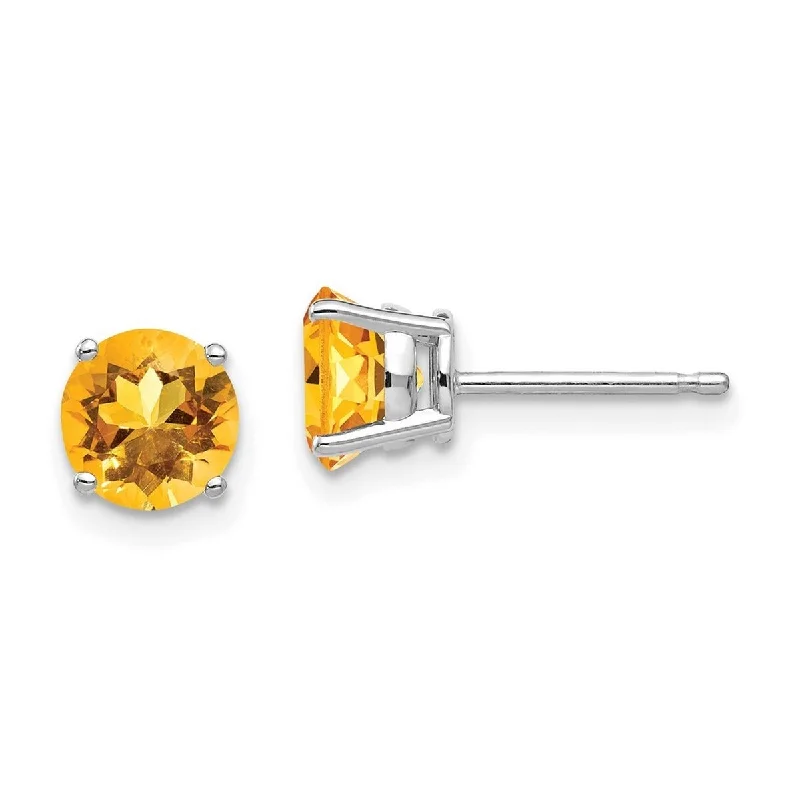 Curata 14k White Gold 6mm Citrine Post Stud Earrings