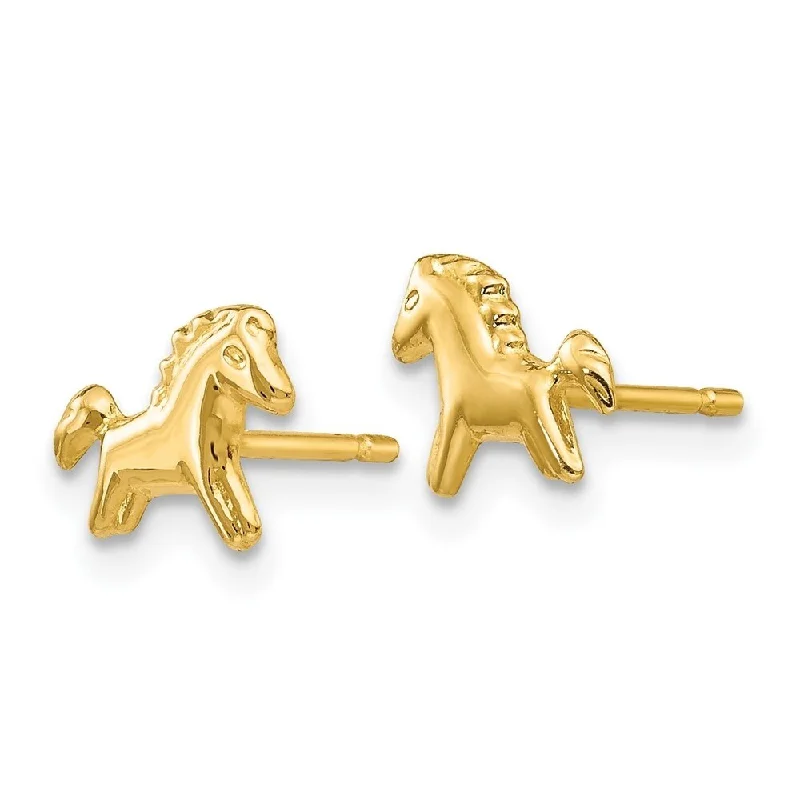 Diamond2Deal 14k Yellow Gold Polished Horse Post Stud Earrings (L-7mm, W-8mm)