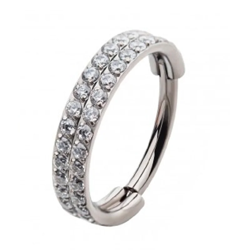 Double Row Side Face CZ Titanium Hinged Segment Ring