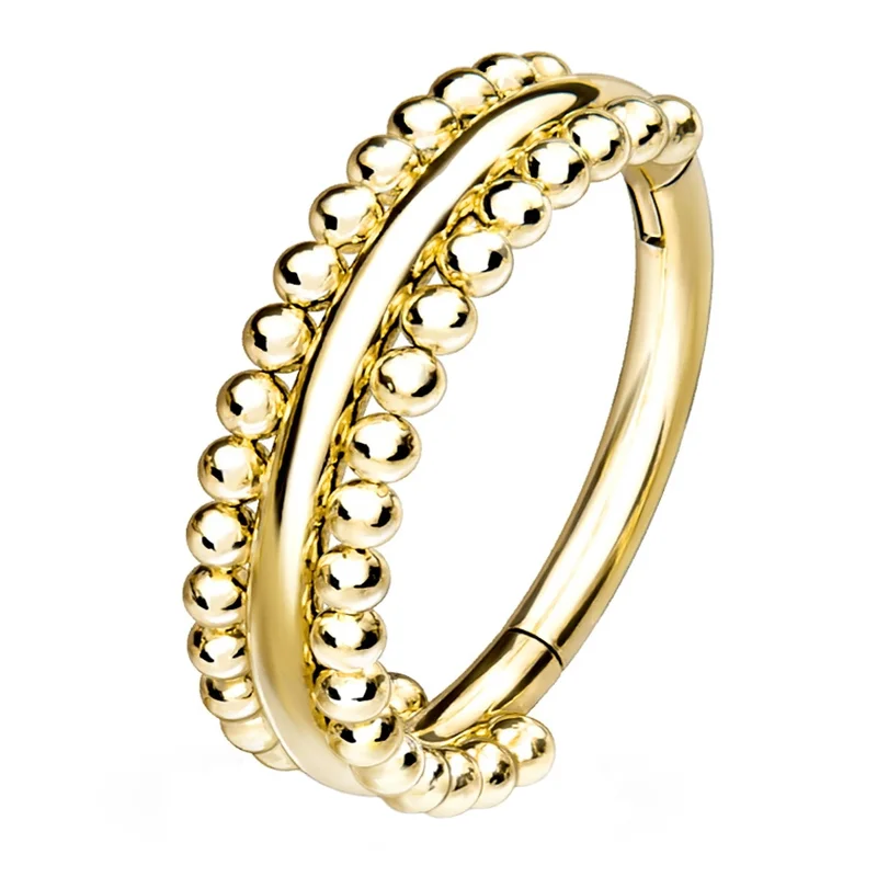 Gold PVD Double Sided Bead Hinged Segment Ring