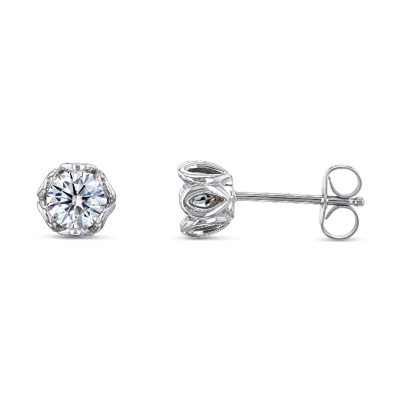 Lily 5mm Moissanite Studs 14k White Gold