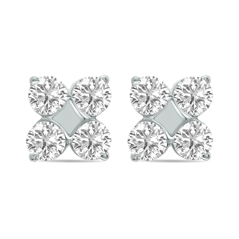 Marquee 1/2 CTW Lab Grown Diamond Snowflake Earrings in 10K White Gold (F-G Color, VS1- VS2 Clarity)