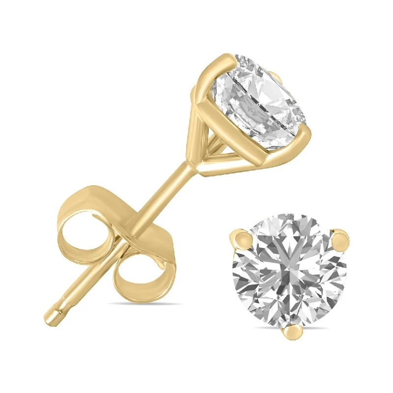 Marquee 1.50 Carat TW Lab Grown Diamond Martini Set Round Earrings in 14K Yellow Gold