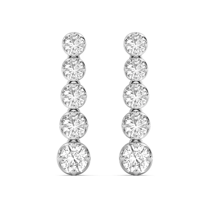 Marquee 7/8 CTW Five Stone Diamond Dangle Earrings in 14K White Gold