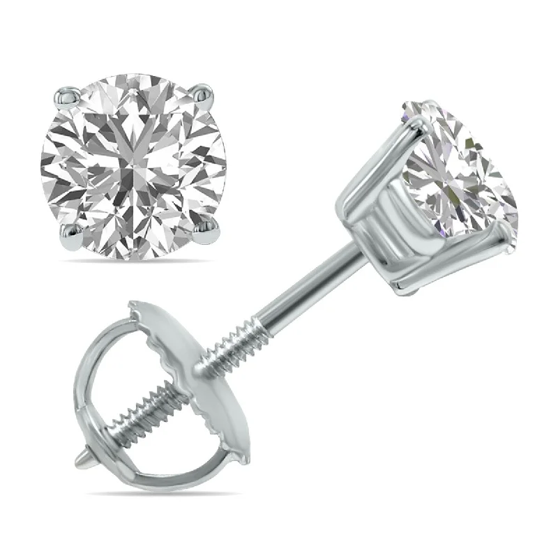 Marquee Certified 1.25 Carat TW Lab Grown Diamond Solitaire Earrings in 14K White Gold (F-G Color, VS1-VS2 Clarity)