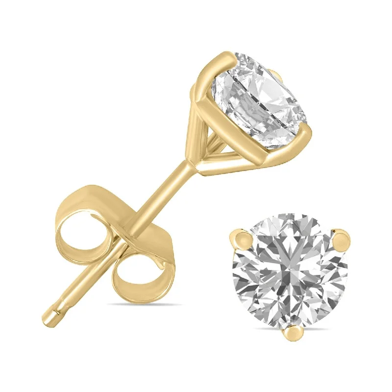 Marquee Certified 2 Carat TW Lab Grown Diamond Martini Set Round Earrings in 14K Yellow Gold