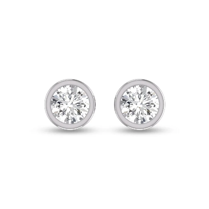 Marquee Lab Grown 1/2 Carat Round Bezel Set Solitaire Diamond Earrings in 14K White Gold