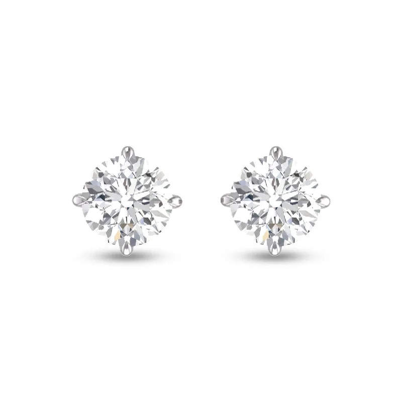 Marquee Lab Grown 1 Carat Round Solitaire Diamond Earrings in 14K White Gold