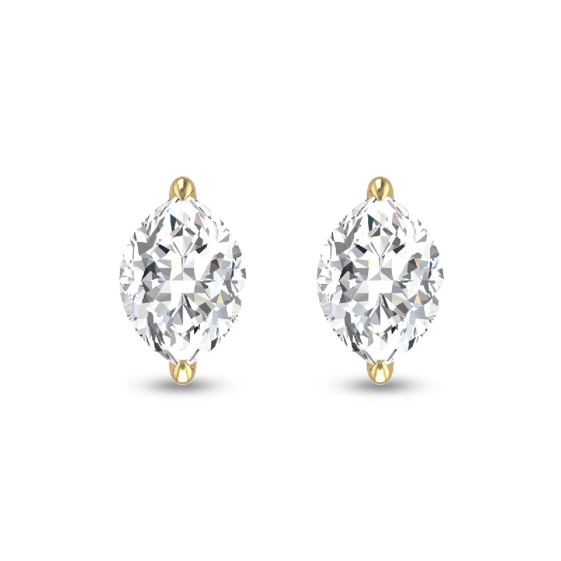 Marquee Lab Grown 3/4 Carat Marquise Solitaire Diamond Earrings in 14K Yellow Gold