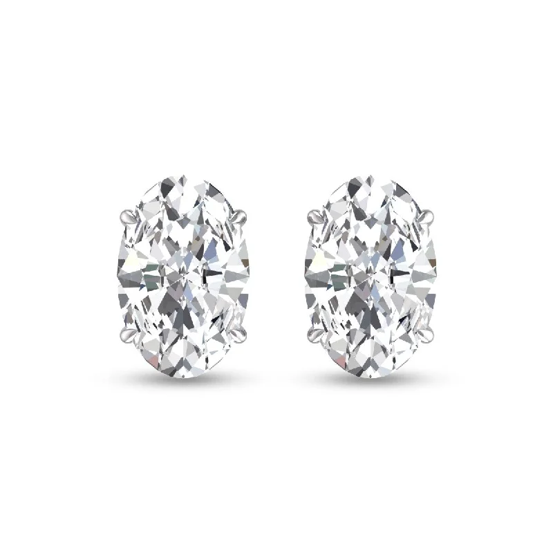 Marquee Lab Grown 3/4 Carat Oval Solitaire Diamond Earrings in 14K White Gold