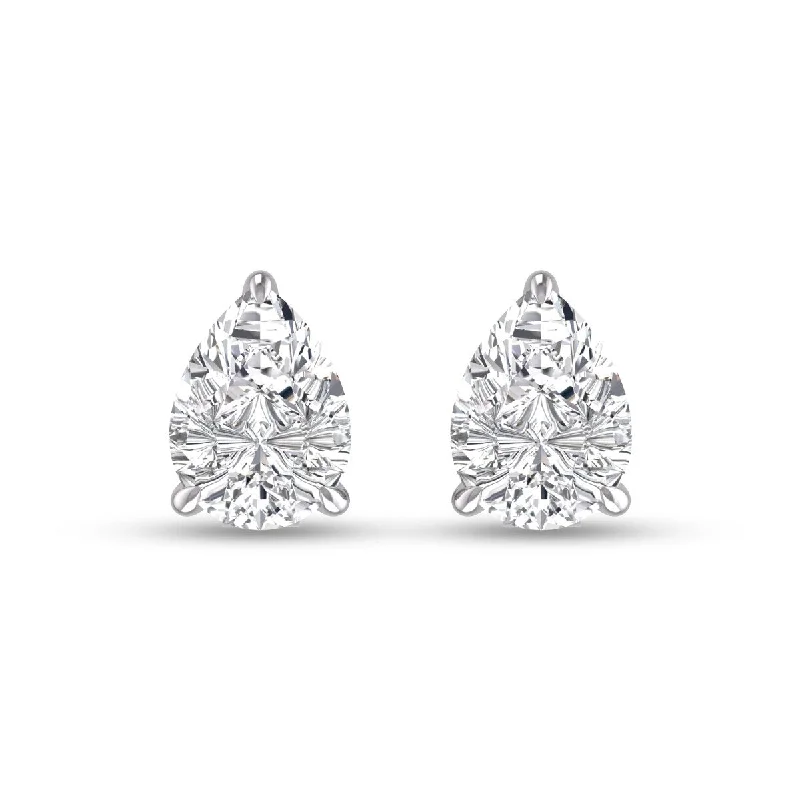 Marquee Lab Grown 3/4 Carat Pear Shaped Solitaire Diamond Earrings in 14K White Gold