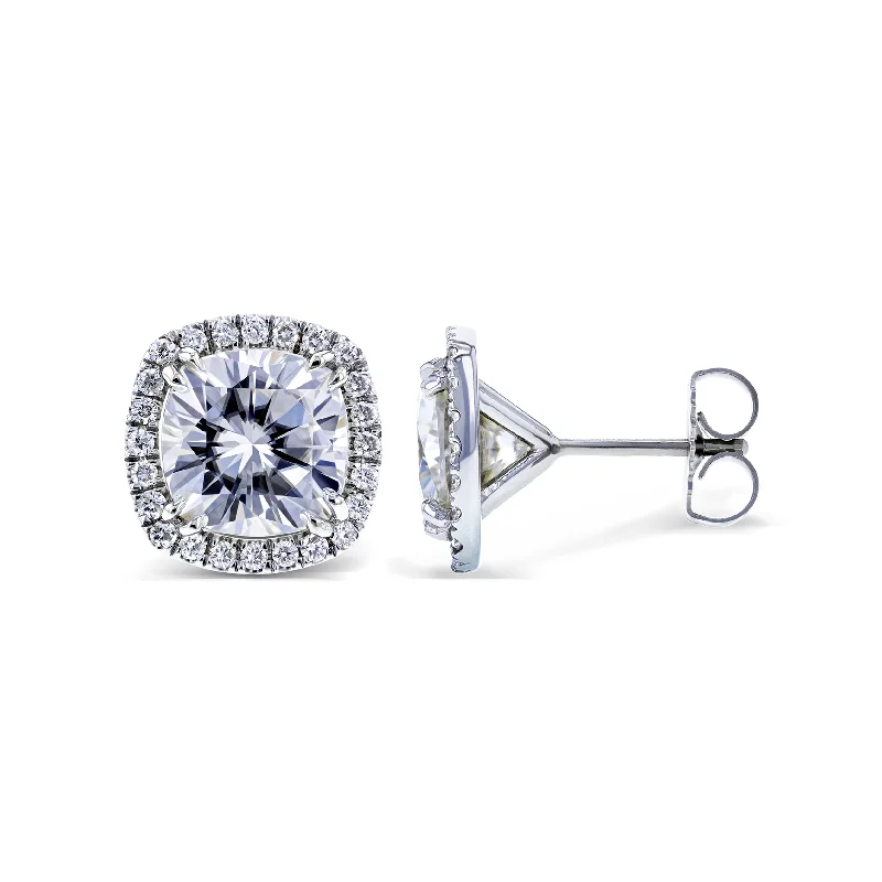 6ct.tw Moissanite and Diamond Halo Formal Stud Earrings