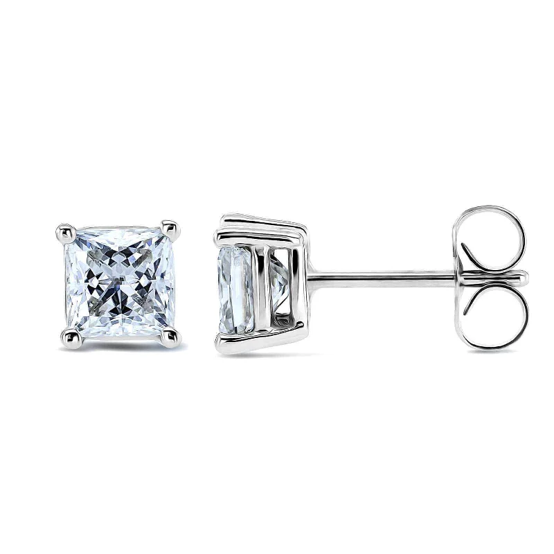 Moissanite Princess Studs 1 Carat TW 14k Gold