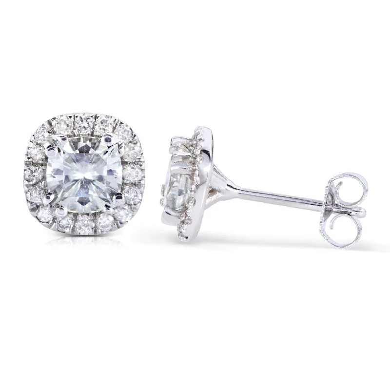 Cushion Halo Studs - 1-1/5ct.tw