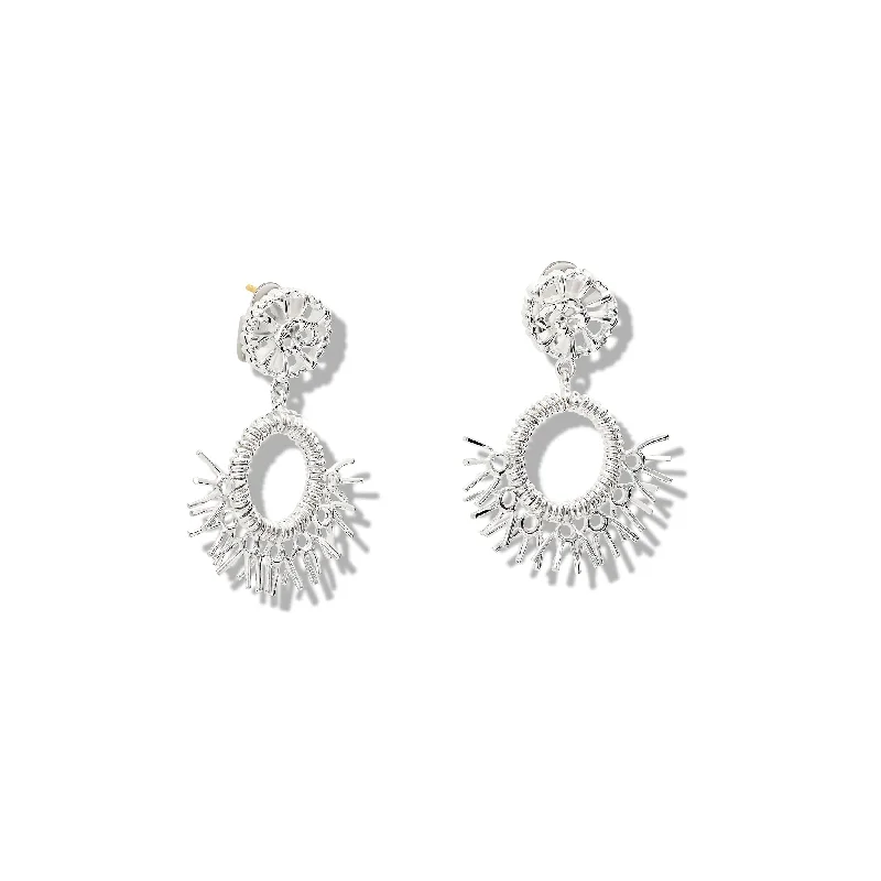 Raffia Double Drop Earrings Silver