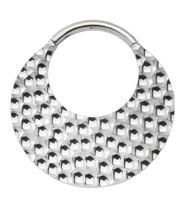 Retro Hammered Hoop Titanium Hinged Segment Ring