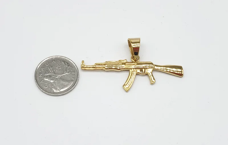 SP-811, AK 47 pendant-Gold color, 55m width, 35mm high, 2mm thick