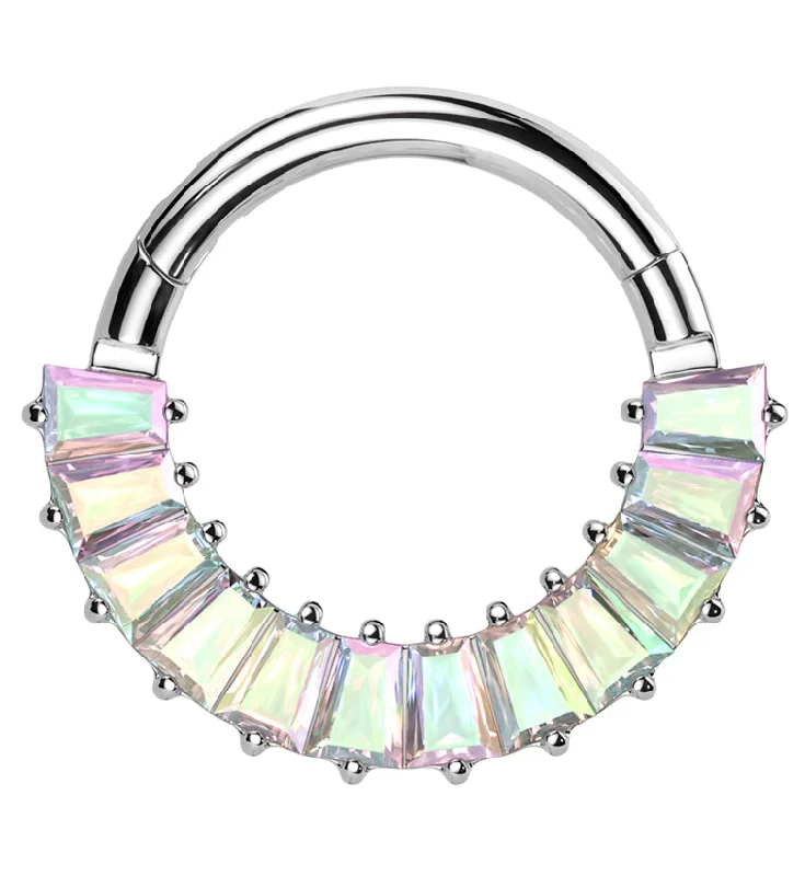 Strand Rainbow Aurora CZ Hinged Segment Ring