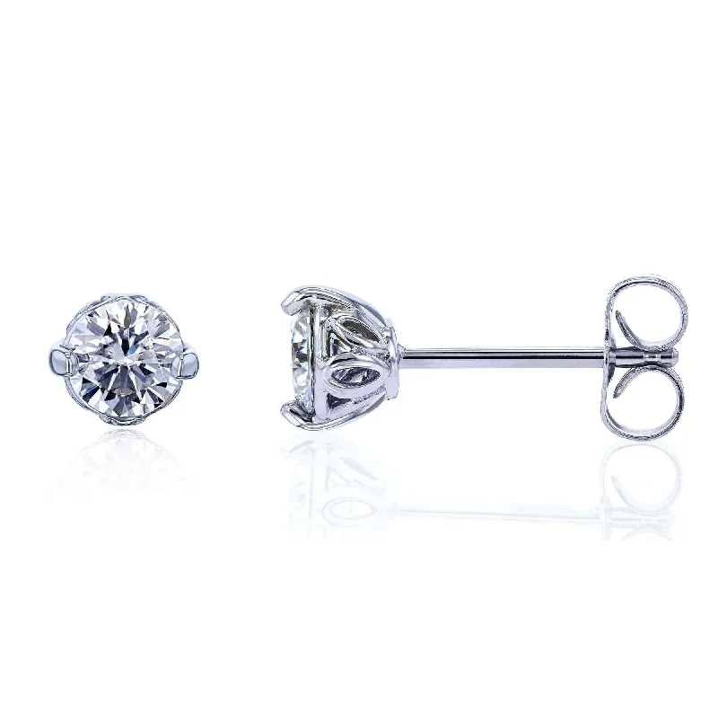 Sunflower 3/4ctw Diamond Studs 14k White Gold